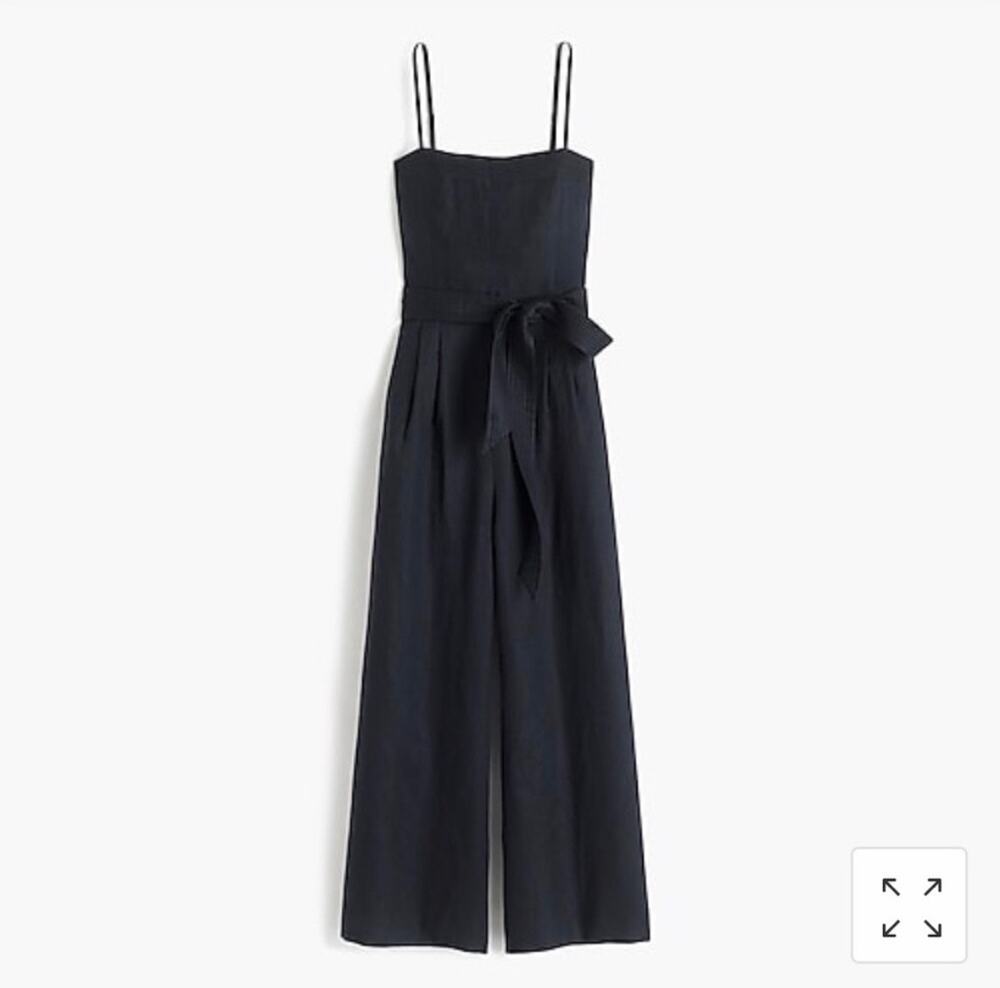 J.Crew Tie-Waist Linen Jumpsuit in black